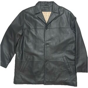 Vtg. Nicole Miller 100% Leather Jacket Dark Brown Size XLarge Lined Three Button